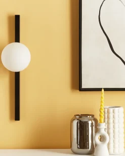 Candeeiro De Parede Com 1 Abajur Em Metal Preto 55 Cm Isabella