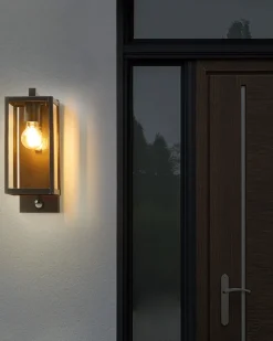 Candeeiro De Parede Com Sensor De Movimento Preto 33 Cm Megget