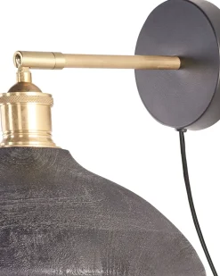 Candeeiro De Parede Em Madeira De Mango Preto Yerala