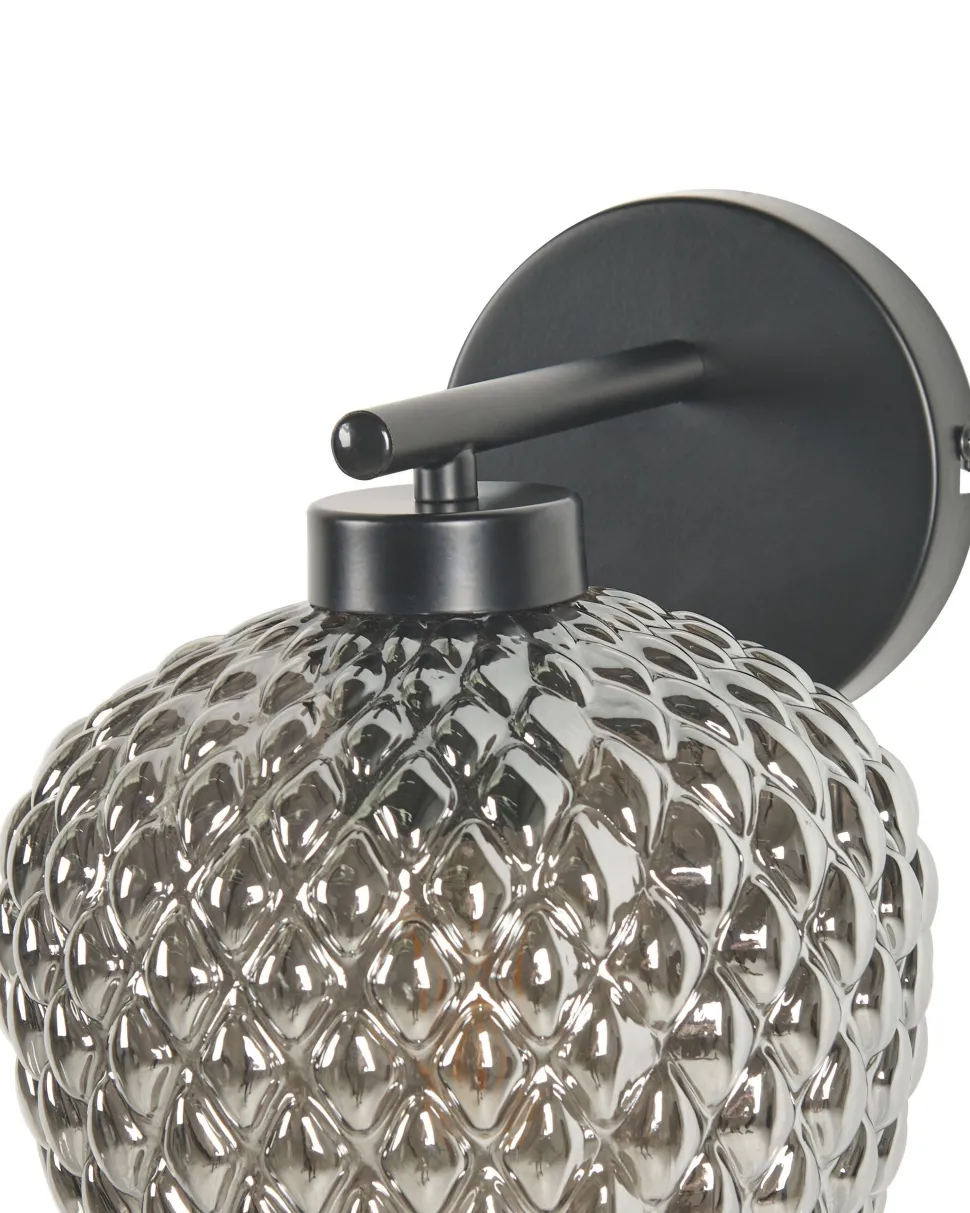 Candeeiro De Parede Em Metal Cinzento 26 Cm Sherry