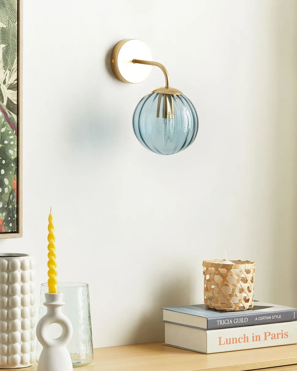 Candeeiro De Parede Em Metal Azul 28 Cm Boomi