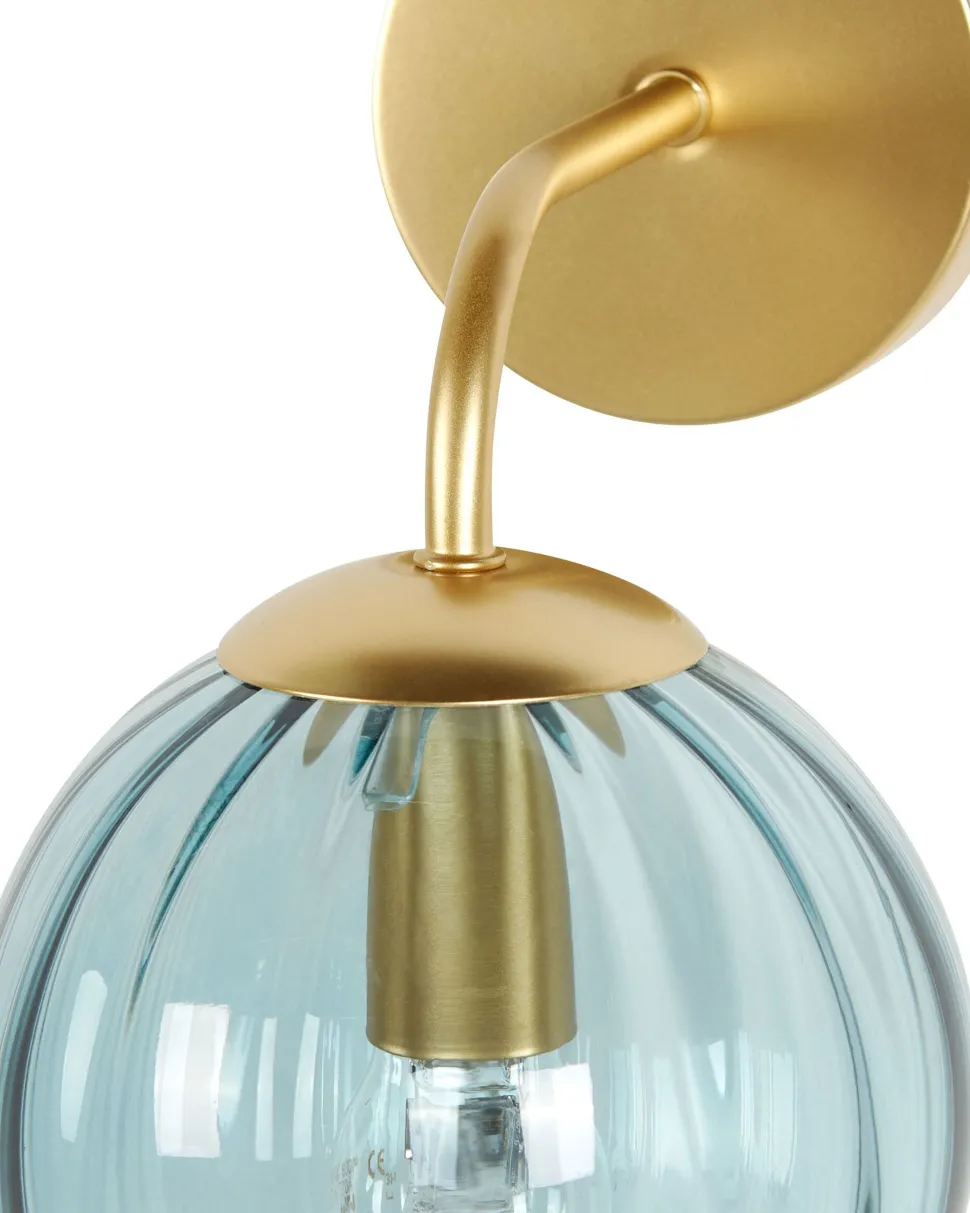 Candeeiro De Parede Em Metal Azul 28 Cm Boomi