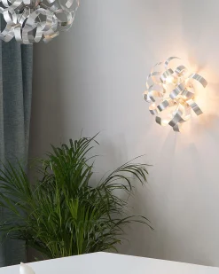 Candeeiro De Parede Em Metal Prateado Icana