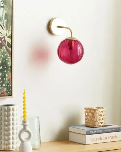 Candeeiro De Parede Em Metal Vermelho 28 Cm Boomi