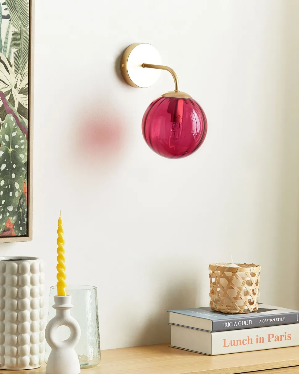 Candeeiro De Parede Em Metal Vermelho 28 Cm Boomi