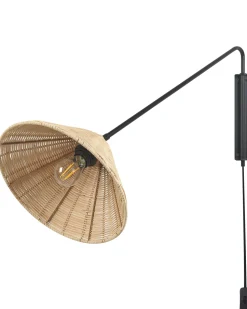 Candeeiro De Parede Em Rattan Natural Palena