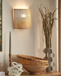 Candeeiro De Parede Em Rattan Natural Cario