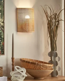 Candeeiro De Parede Em Rattan Natural Demitrie
