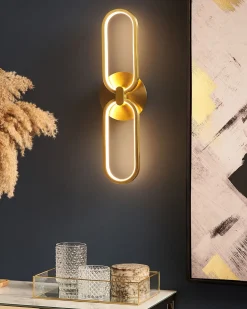 Candeeiro De Parede Led Em Metal Dourado Krang