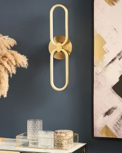 Candeeiro De Parede Led Em Metal Dourado Krang