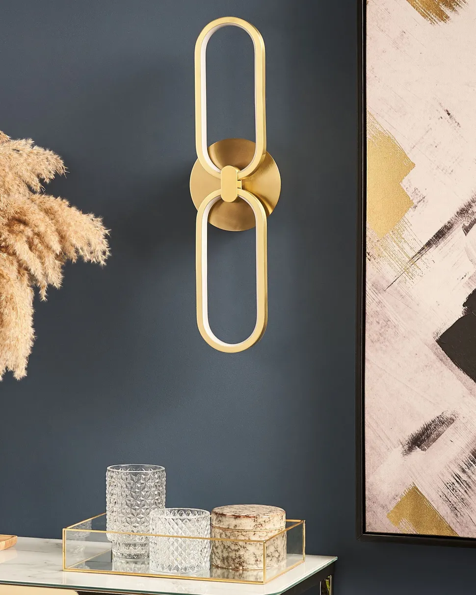 Candeeiro De Parede Led Em Metal Dourado Krang