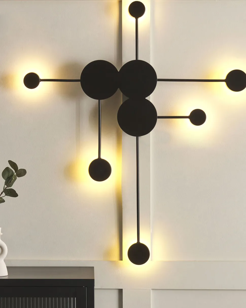 Candeeiro De Parede Led Para 6 Lampadas Preto Mariato
