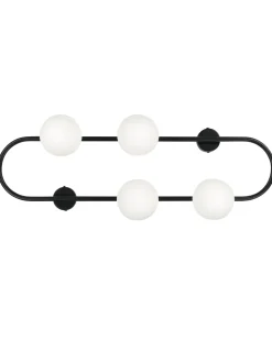 Candeeiro De Parede Para 4 Lampadas Preto 70 Cm Yango