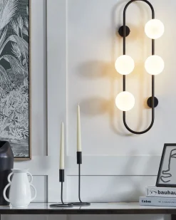 Candeeiro De Parede Para 4 Lampadas Preto 70 Cm Yango