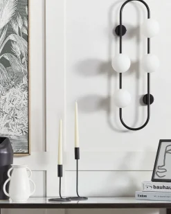 Candeeiro De Parede Para 4 Lampadas Preto 70 Cm Yango