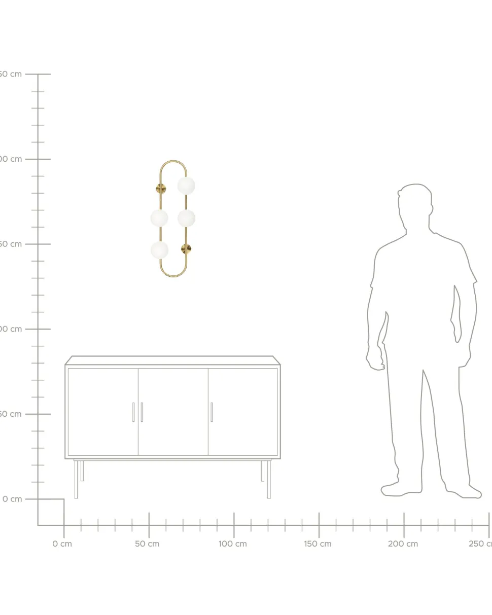 Candeeiro De Parede Para 4 Lampadas Dourado 70 Cm Yango