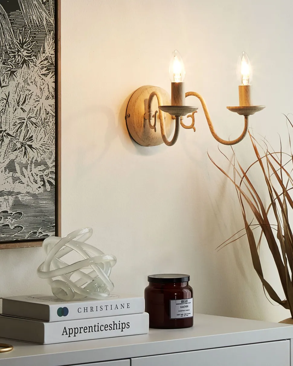 Candeeiro De Parede Para 2 Lampadas Branco Brithon