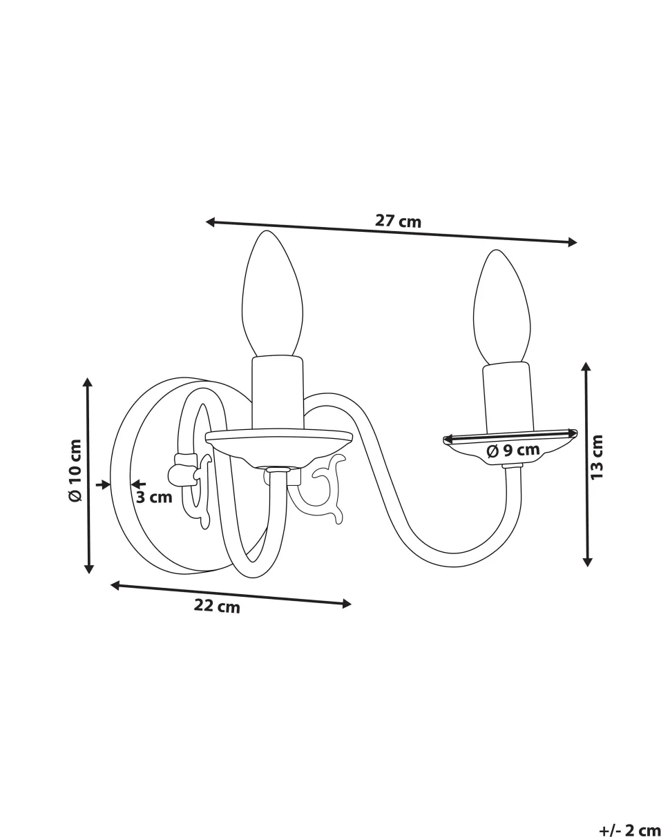 Candeeiro De Parede Para 2 Lampadas Branco Brithon