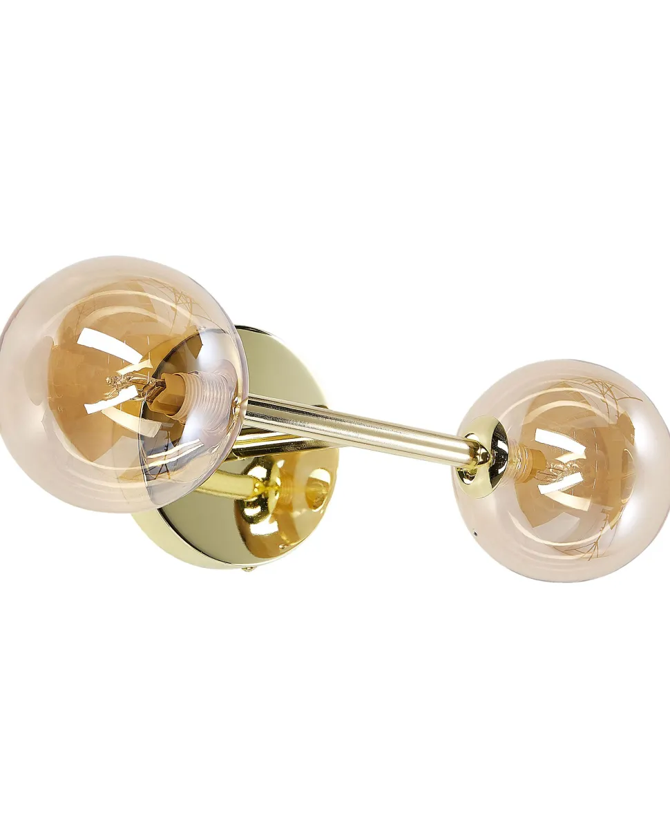 Candeeiro De Parede Para 2 Lampadas Dourado Ramis