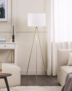 Candeeiro De Pe 148 Cm Branco E Dourado Vistula