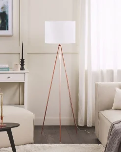 Candeeiro De Pe 148 Cm Branco E Cor De Cobre Vistula