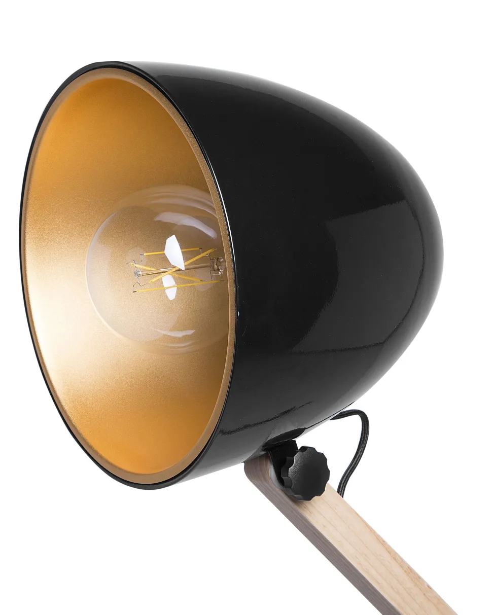 Candeeiro De Pe Articulado Em Madeira E Metal Preto 175 Cm Hetton
