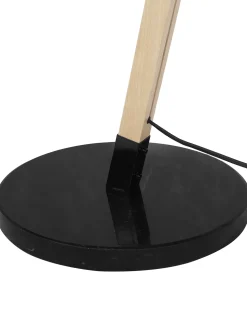 Candeeiro De Pe Articulado Em Madeira E Metal Preto 175 Cm Hetton