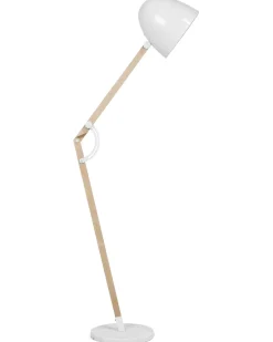 Candeeiro De Pe Articulado Em Madeira E Metal Branco 175 Cm Hetton