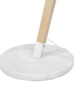 Candeeiro De Pe Articulado Em Madeira E Metal Branco 175 Cm Hetton