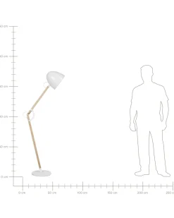 Candeeiro De Pe Articulado Em Madeira E Metal Branco 175 Cm Hetton