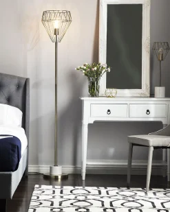 Candeeiro De Pe Branco E Cor De Cobre 160 Cm Mooni