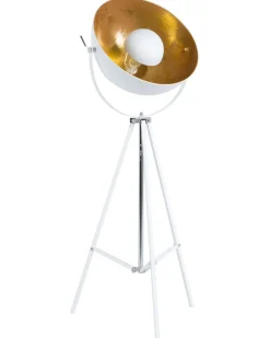 Candeeiro De Pe Branco E Dourado Thames Ii