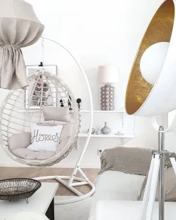 Candeeiro De Pe Branco E Dourado Thames