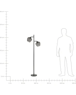 Candeeiro De Pe Com 2 Abajures Em Metal Cinzento 161 Cm Sherry