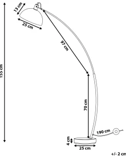 Candeeiro De Pe Curvo 155 Cm Preto Dintel