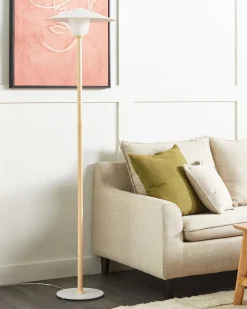 Candeeiro De Pe Em Madeira Branca 153 Cm Moppy