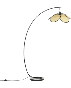 Candeeiro De Pe Em Metal Com Abajur De Papel Preto 170 Cm Merrica