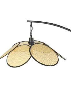 Candeeiro De Pe Em Metal Com Abajur De Papel Preto 170 Cm Merrica