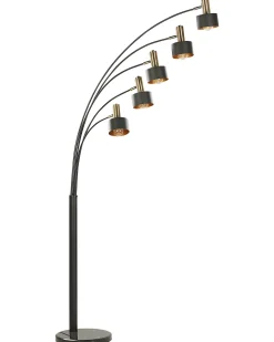 Candeeiro De Pe Em Metal Preto E Dourado Anbesa