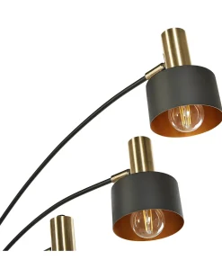Candeeiro De Pe Em Metal Preto E Dourado Anbesa