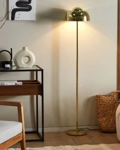 Candeeiro De Pe Em Metal Dourado 148 Cm Senette