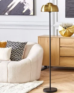 Candeeiro De Pe Em Metal Preto E Dourado 148 Cm Senette