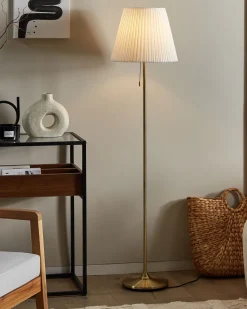 Candeeiro De Pe Em Metal Cor De Bronze E Branco Torysa