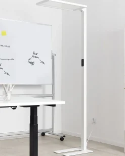 Candeeiro De Pe Led Em Metal Branco 196 Cm Orion