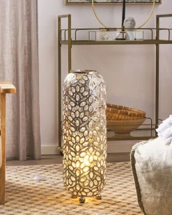 Candeeiro De Pe Marroquino Prateado Volta