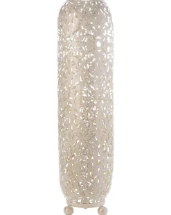 Candeeiro De Pe Metalico Cor Creme Dourado Mures