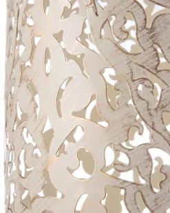 Candeeiro De Pe Metalico Cor Creme Dourado Mures
