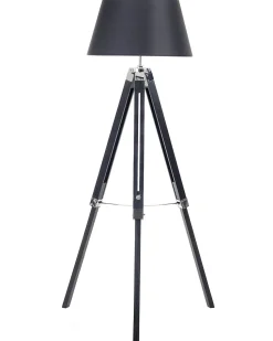 Candeeiro De Pe Moderno Preto Madeira