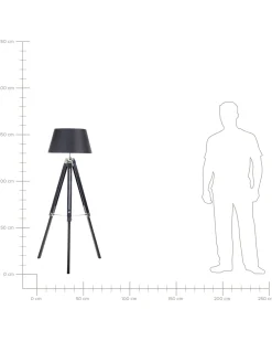 Candeeiro De Pe Moderno Preto Madeira