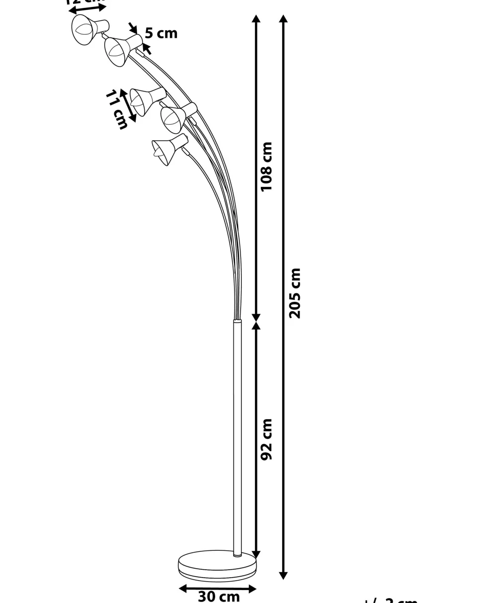 Candeeiro De Pe Preto 205 Cm Baraga